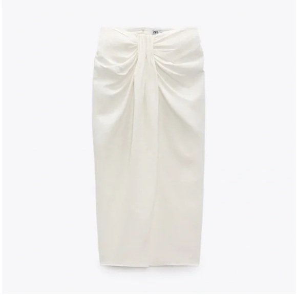 ZARA WOMAN SS22
ECRU LINEN BLEND KNOT-
TED SKIRT - Picture 2 of 5